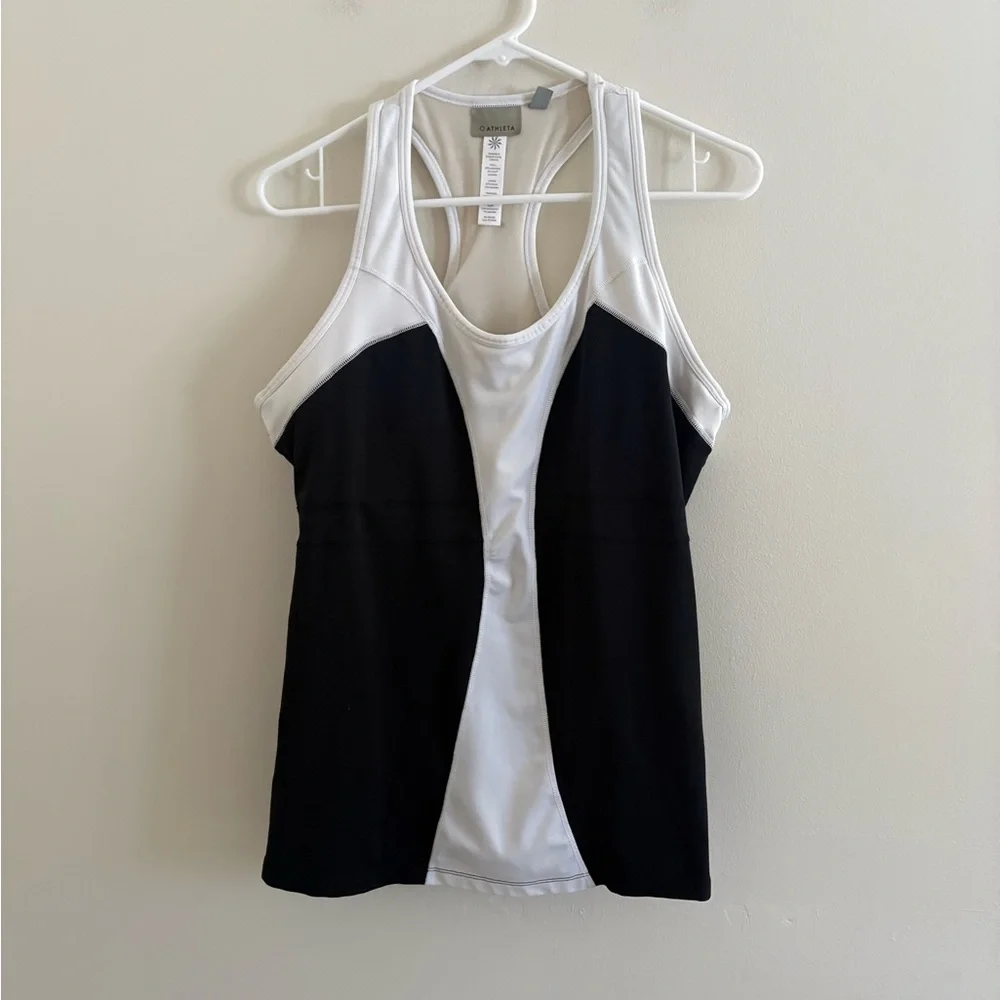 Athleta Women’s One X White Black Tank Top Sporty Fitness Gym